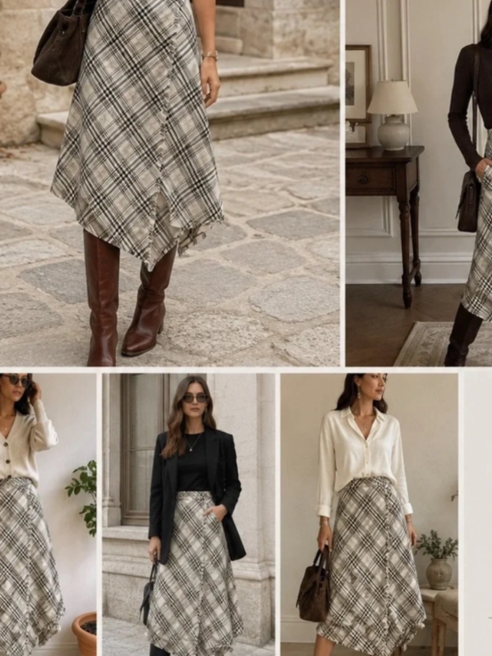 Zara Plaid Asymmetrical Midi Skirt | Size Medium | NWT